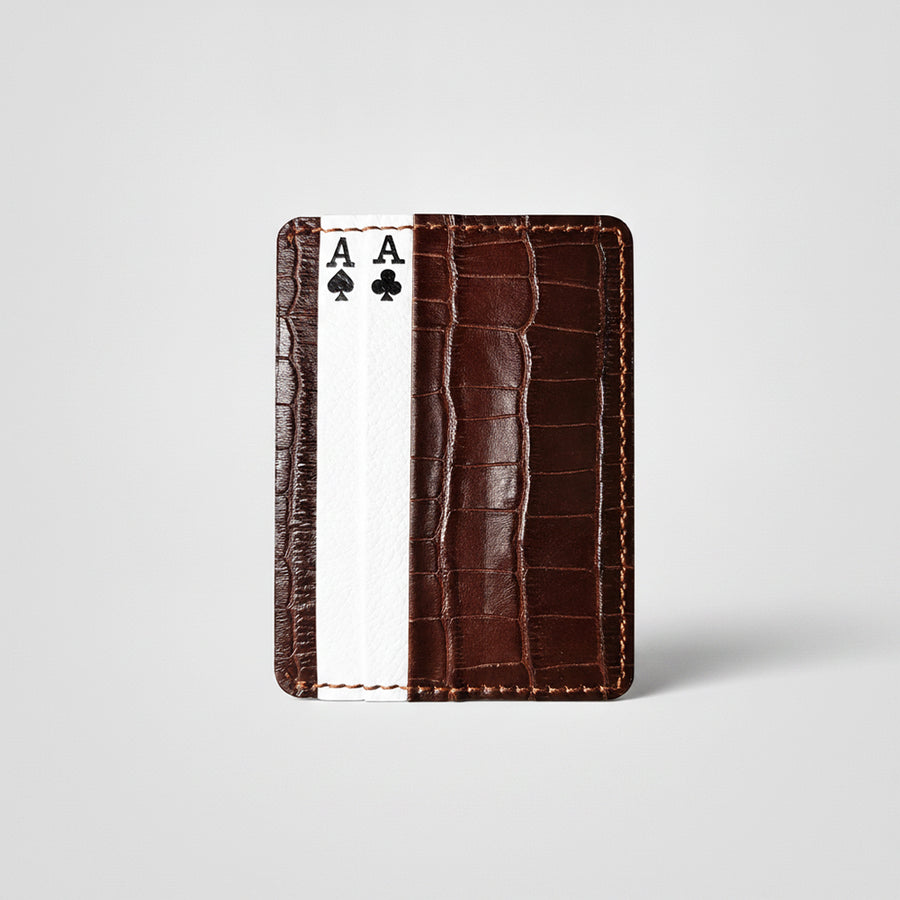 NFR Official PRCA & NFR Licensed Collection Brown Croc Embossed Leather Card Holder