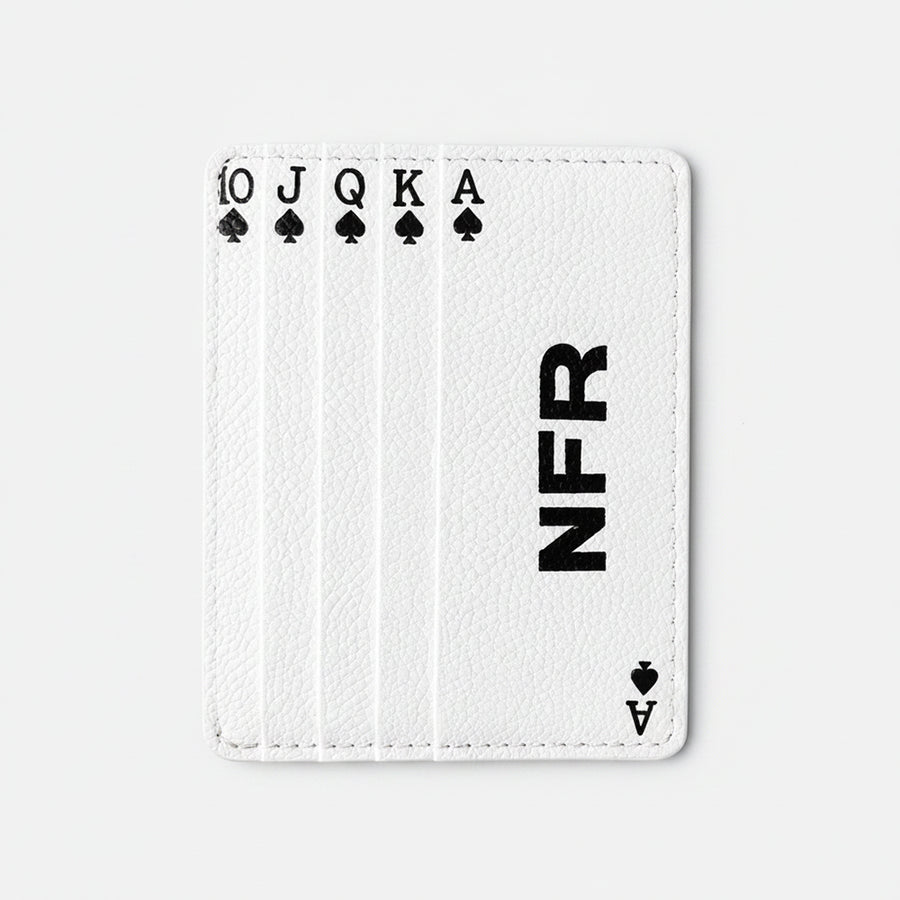 Official PRCA & NFR Licensed Collection White Leather Card Holder Royal Flush Playing Cards Wallet
