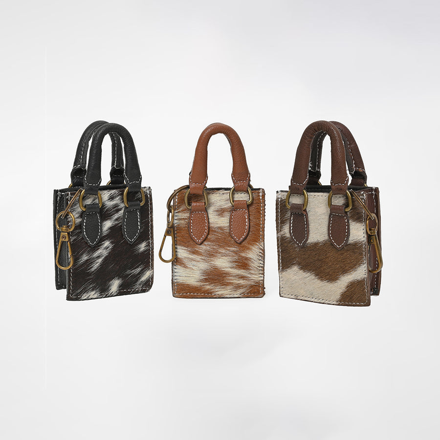 American Darling Leather Hair-On Cowhide Mini Purse Bag Charm