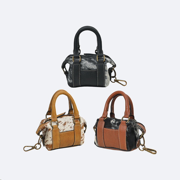 American Darling Genuine Hair-on Leather Mini Speedy Bag Charms – Assorted 1 Piece