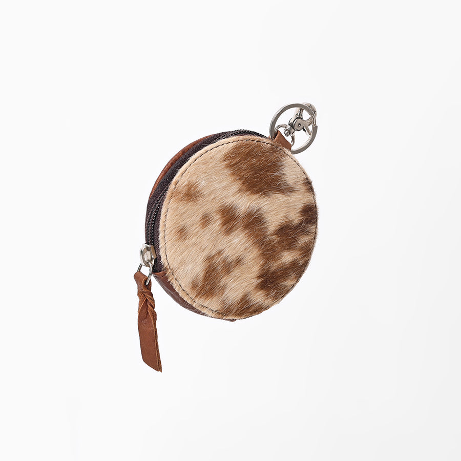American Darling Genuine Leather Hair-On Round Coin Purse Bag Charm
