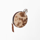 American Darling Genuine Leather Hair-On Round Coin Purse Bag Charm