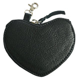 American Darling Black Leather Heart Coin Purse Bag Charm Keychain