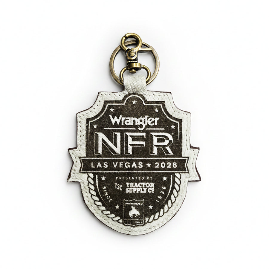Official PRCA & NFR Licensed Collection® Genuine Hair-on Shield Keychain Bag Charm