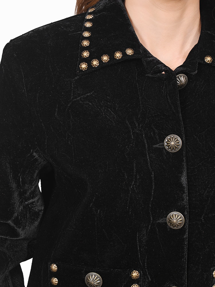 American Darling ADDR009 Velvet Women shirt dress Tunic Ladies girl Top Black