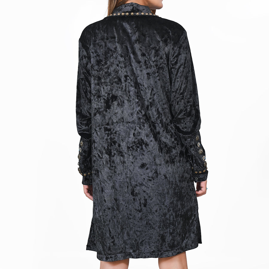 American Darling Women’s Velvet Studded Western Tunic Dress – Girls Top Antique Rivet Detail, Silky Soft Fit
