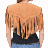 American Darling Women's Premium Tan Suede Leather Fringe Cape Western Vest Fashion Gift Travel