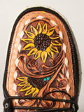 American Darling Hand Tooled, Carved Genuine Leather Trim Lightweight Shoe Footwear, Slip On| Tooled Footwear