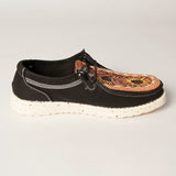 American Darling Hand Tooled, Carved Genuine Leather Trim Lightweight Shoe Footwear, Slip On| Tooled Footwear