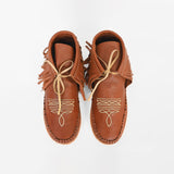 American Darling Western Leather Fringe Moc Boots Brown Embroidery Moccasin Booties