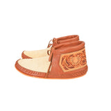 American Darling Hand Tooled Leather Hair-on-Hide Moccasins – Western Floral Ankle Moc Boots