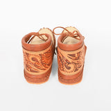 American Darling Hand Tooled Leather Hair-on-Hide Moccasins – Western Floral Ankle Moc Boots