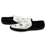 American Darling Western Hair-on-Hide Moccasins – Print Black Suede Slip-On Loafers