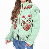 American Darling Women's Premium Mint Green Suede Leather Embroidered Horse