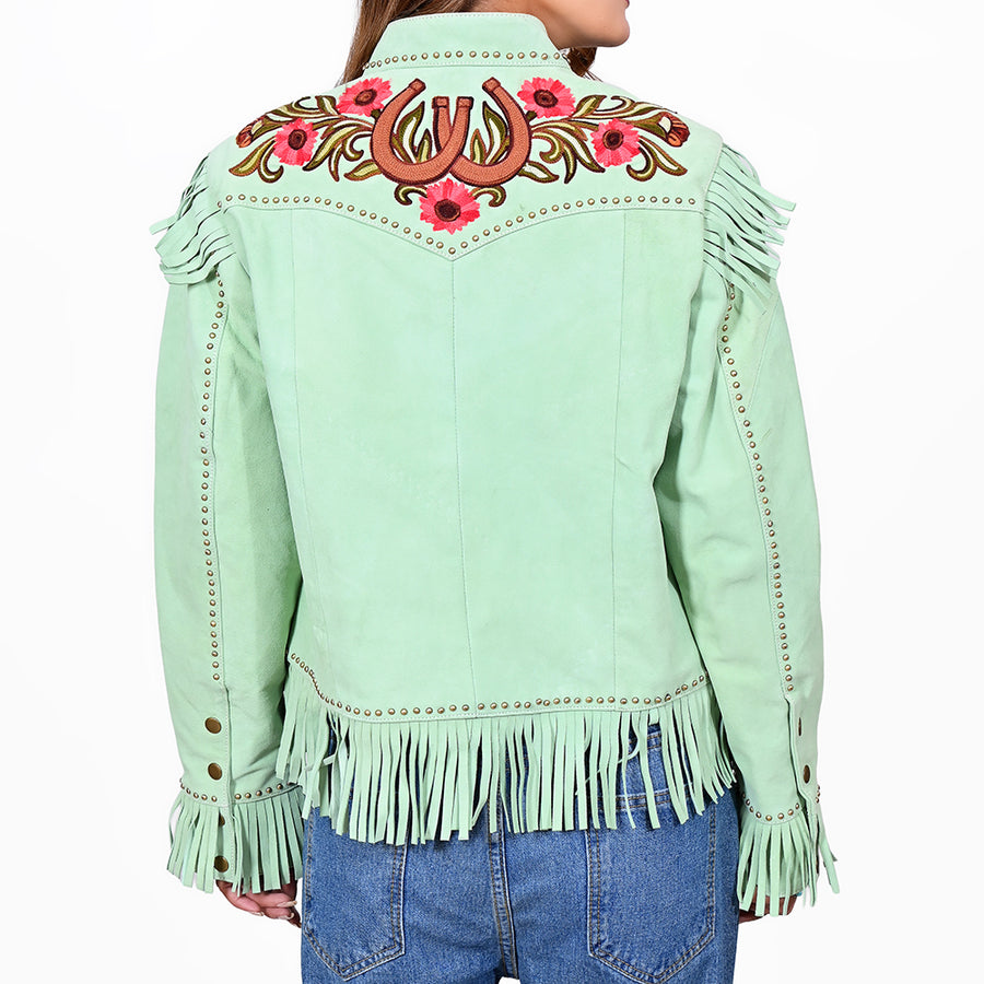 American Darling Women's Premium Mint Green Suede Leather Embroidered Horse