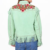 American Darling Women's Premium Mint Green Suede Leather Embroidered Horse