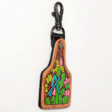American Darling Floral Cactus Leather Key Ring Western Keychain
