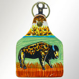 American Darling Women's Premium Tooled Leather Cattle Tag Keychain