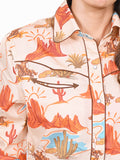 American Darling 100% Satin Cotton Western Shirt – Desert Canyon & Cowboy Print Button Down Top
