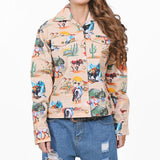 American Darling Cotton Lycra Western Stretch Jacket – Desert Wildlife Bison & Longhorn Print