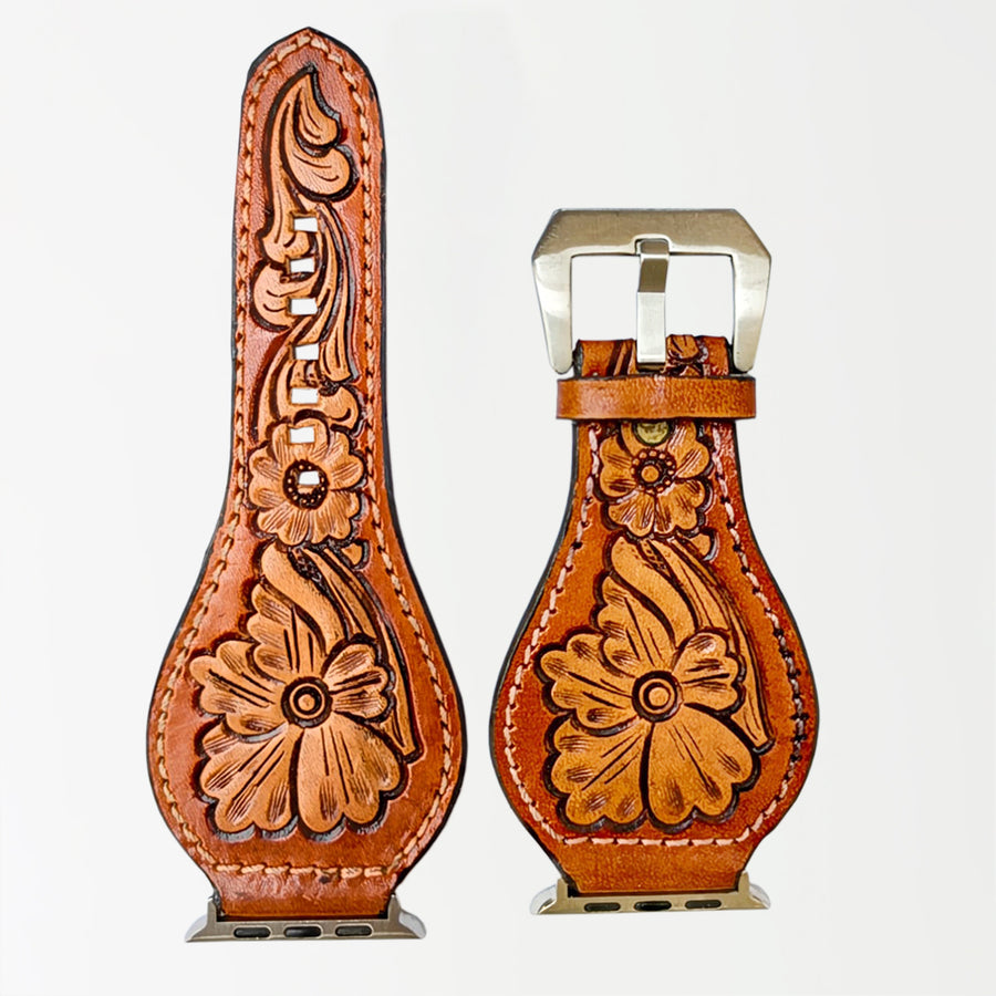 American Darling Beautifully Hand Tooled Painted Genuine Leather I watch Strap Men and Women Unisex