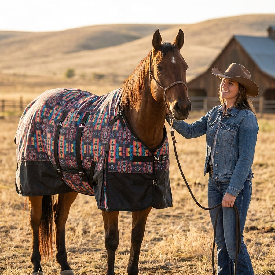 HILASON 1200D Winter Waterproof Poly Horse Blanket Belly Wrap | Turnout Blankets for Horses