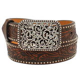 24 Inches Ariat Kid'S Fillagree Floral Leather Belt Brown by Hilason – Cowboy and equestrian accessories