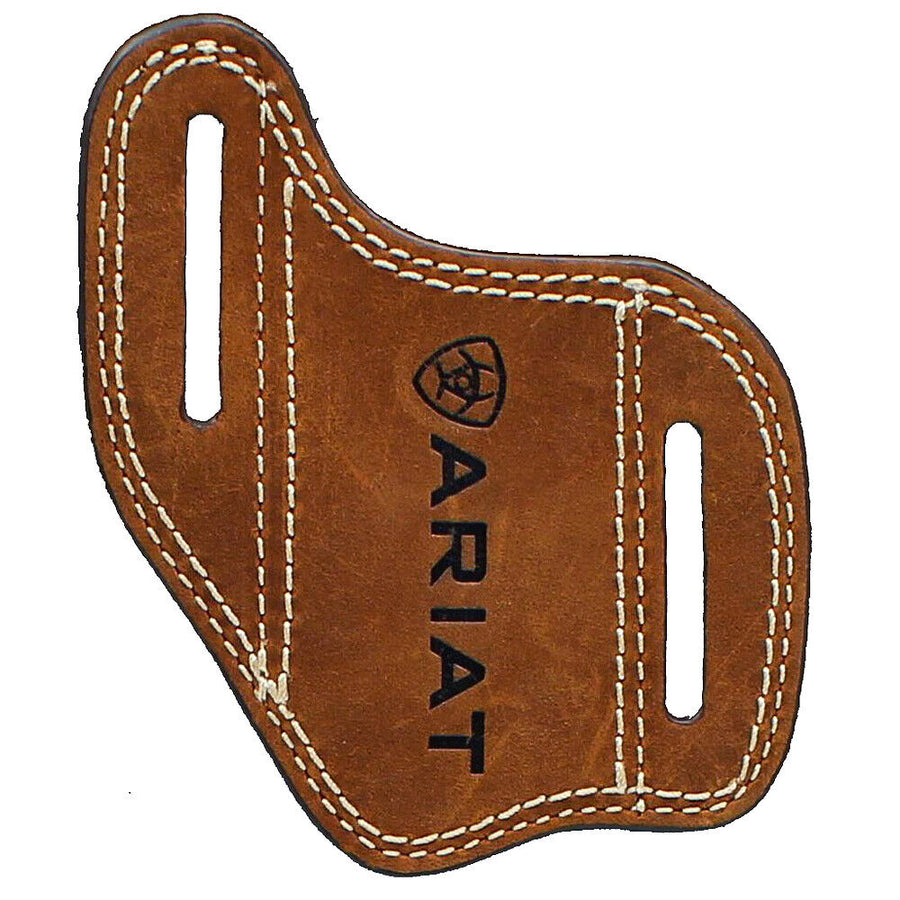 Ariat Knife Sheath Case Leather Embossed Logo Double Stitching Medium by Hilason – Cowboy and equestrian accessories