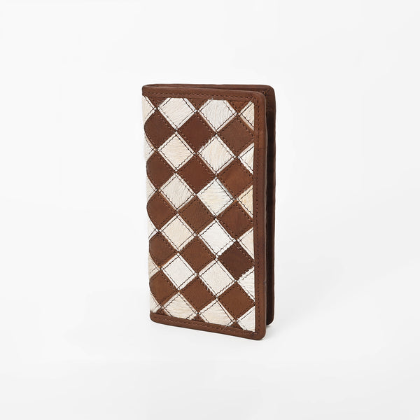 BarH Equine Leather Trifold Bifold Wallet Hair-On Checkerboard Rodeo Purse