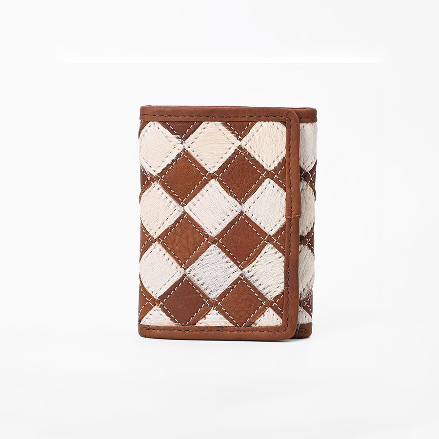 BarH Equine Leather Trifold Bifold Wallet Hair-On Checkerboard Rodeo Purse
