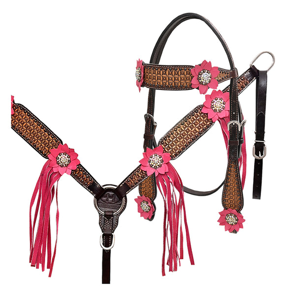 Bar H Equine Daisy Nash Floral Hand Tooled Horse Western Leather One Ear Headstall Brown - Uhorse