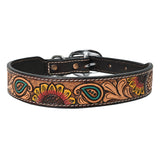 BAR H EQUINE Bonnie Blossom Sunflower Hand Painted Western Leather Dog Collar