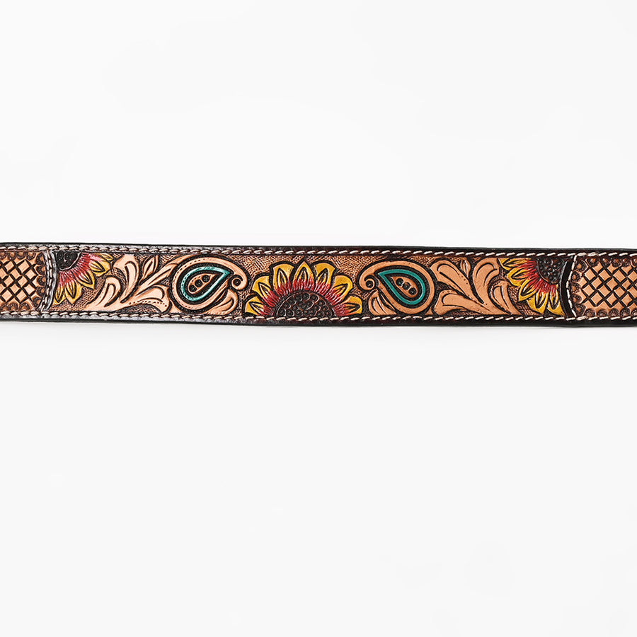 BAR H EQUINE Bonnie Blossom Sunflower Hand Painted Western Leather Dog Collar
