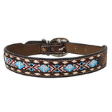 BAR H EQUINE Floral Beaded Symmetry Designs Western Leather Dog Collar - Uhorse