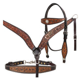 Bar H Equine Genuine Western American Leather Horse Headstall and Breast Collar Set - Bar H Equine