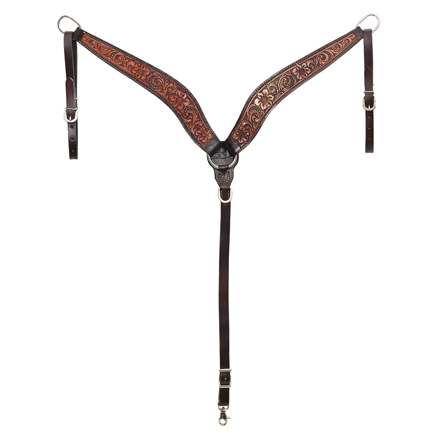 Bar H Equine Genuine Western American Leather Horse Premium Headstall & Breast Collar Set