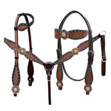Bar H Equine Western Leather Horse Tack Set Basket Weave Carved Brown - Uhorse