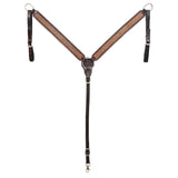 BAR H EQUINE Western Handtooled Leather Horse Headstall & Breast Collar Set | Tack