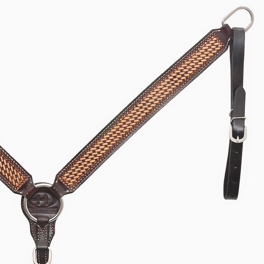 BAR H EQUINE Western Handtooled Leather Horse Headstall & Breast Collar Set | Tack