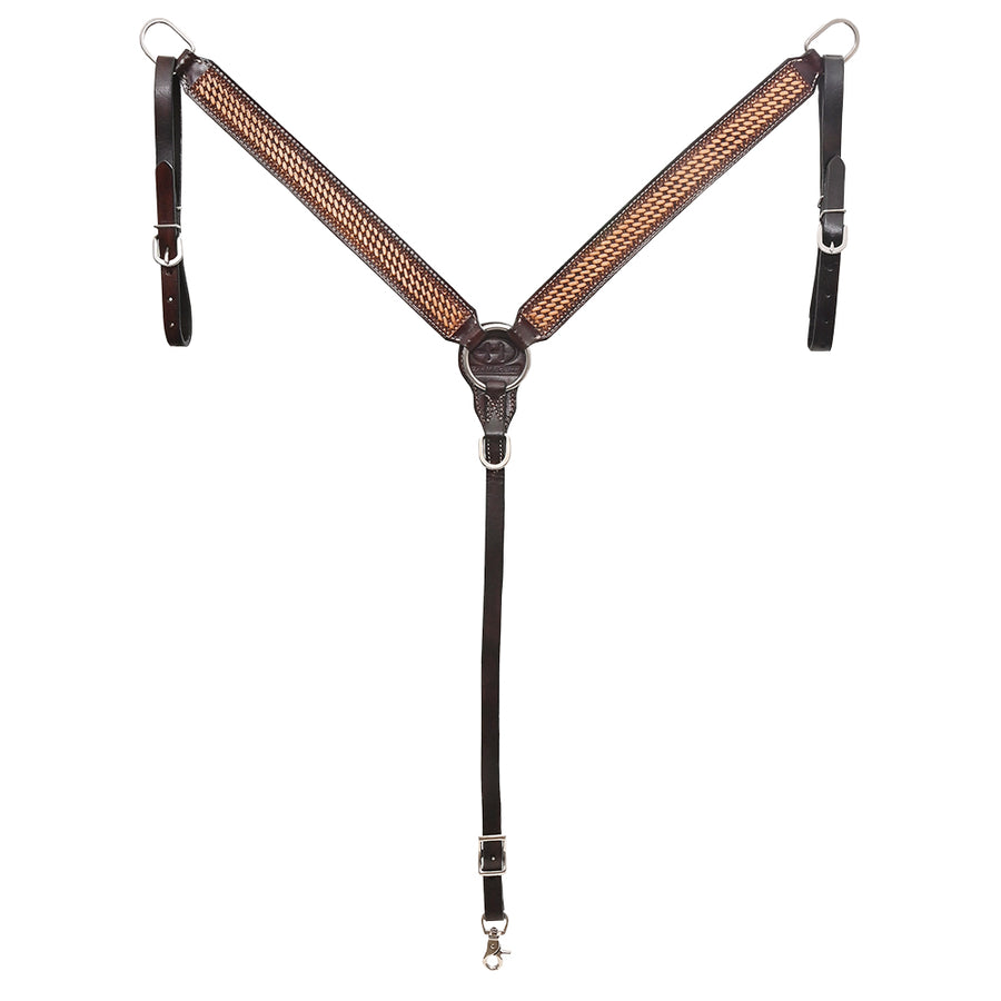 BAR H EQUINE Western Handtooled Leather Horse Headstall & Breast Collar Set | Tack