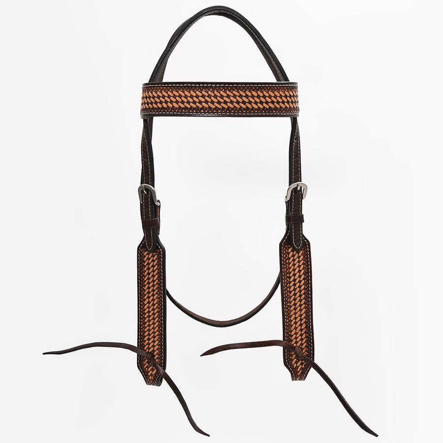 BAR H EQUINE Western Handtooled Leather Horse Headstall & Breast Collar Set | Tack