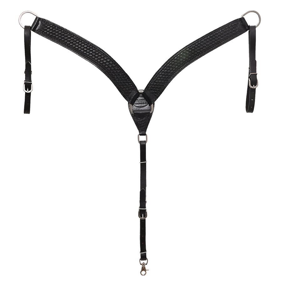 HILASON Western Horse Headstall Breast Collar Set Genuine American Leather Basket Weave Black | For Horses