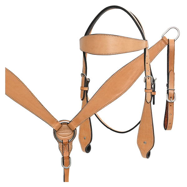 HILASON Western Horse Headstall Breast Collar Set Tack Genuine American Leather Plain Tan - Uhorse