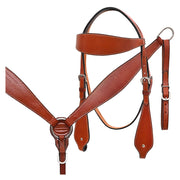 HILASON Western Horse Headstall Breast Collar Set American Leather Plain Mahogany | For Horses