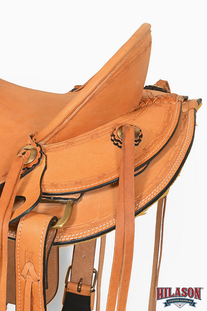 Hilason Western Horse Saddle American Leather Ranch Roping Trail Tan