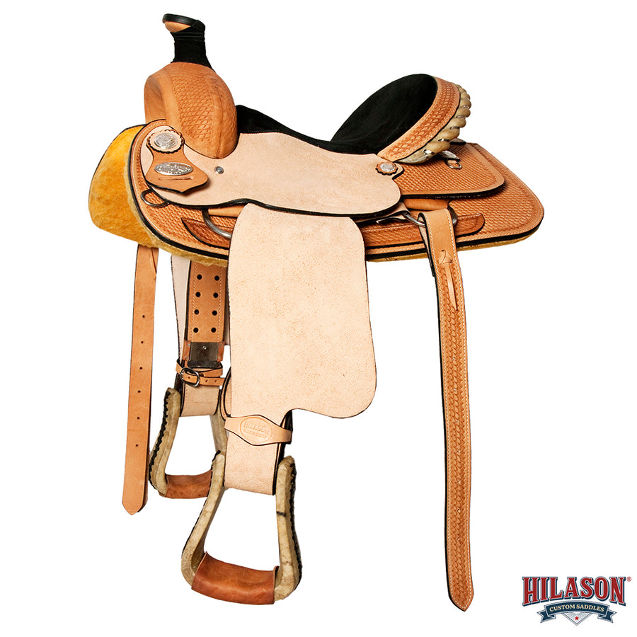 Hilason Western Horse Saddle American Leather Basketweave Ranch Roping Cowboy