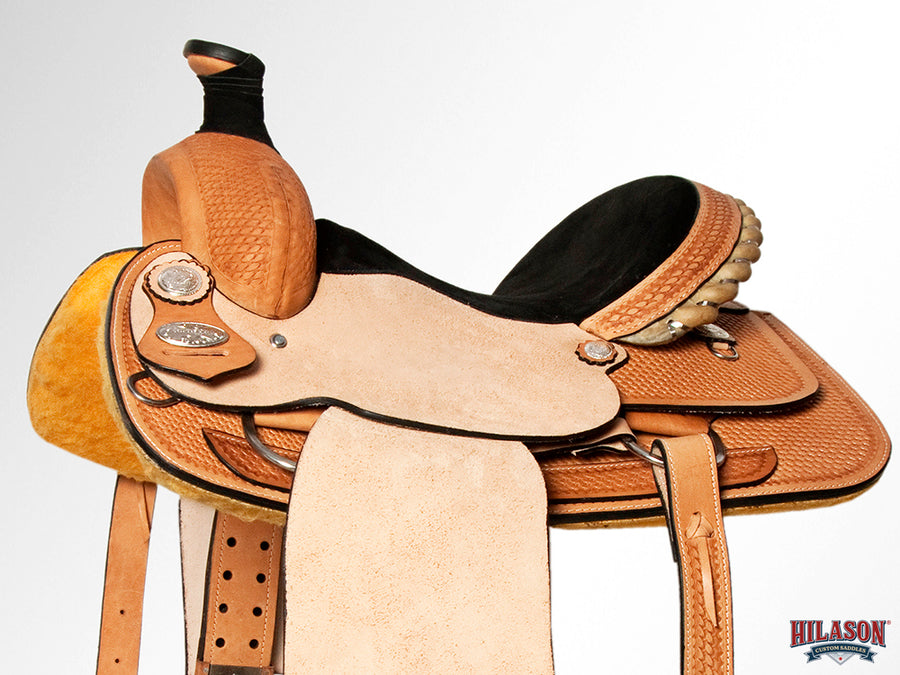 Hilason Western Horse Saddle American Leather Basketweave Ranch Roping Cowboy