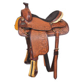 15 In HILASON Western Horse Floral Ranch Roping American Leather Saddle Brown
