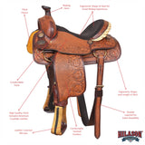 15 In HILASON Western Horse Floral Ranch Roping American Leather Saddle Brown