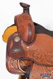 15 In HILASON Western Horse Floral Ranch Roping American Leather Saddle Brown
